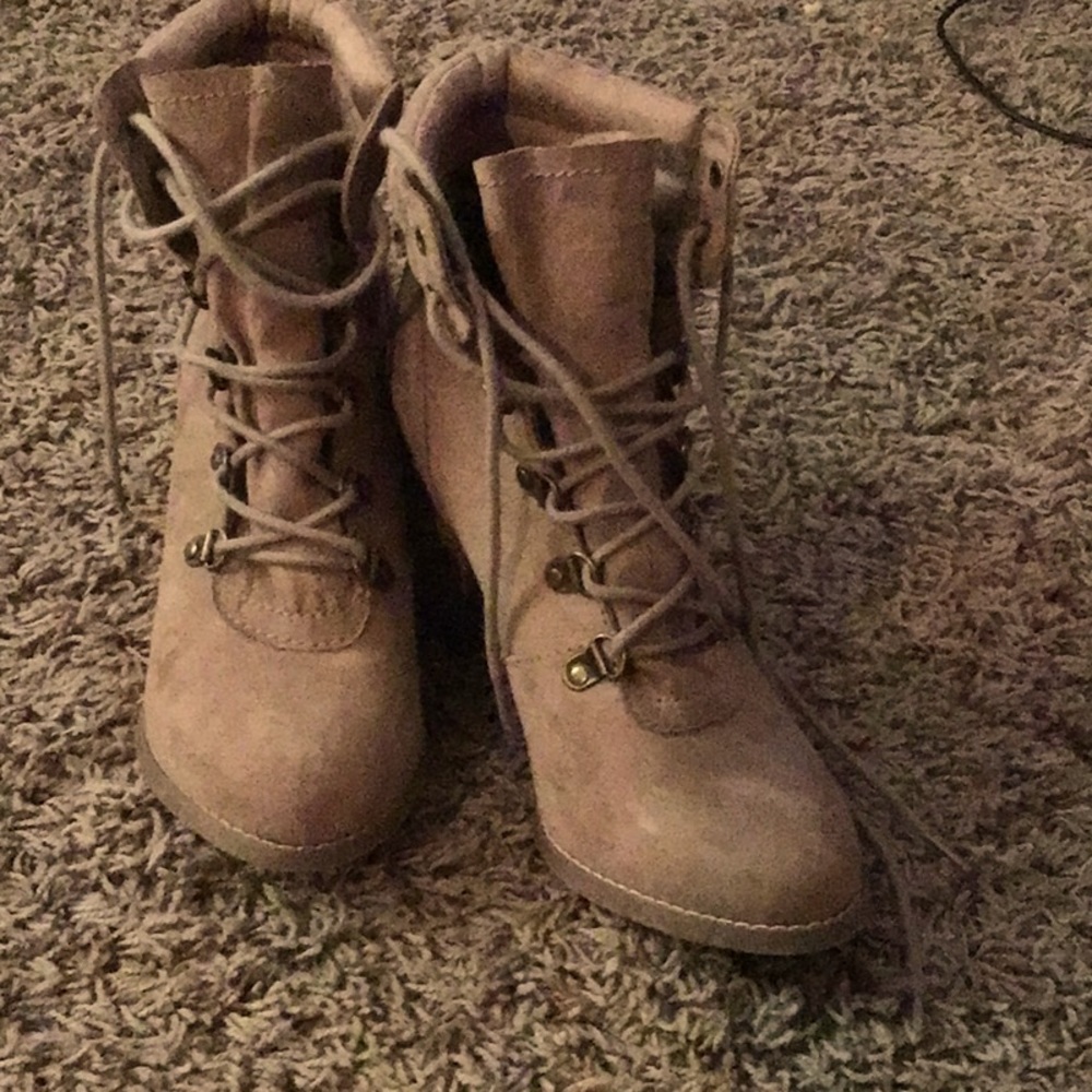 Tan faux suede boots